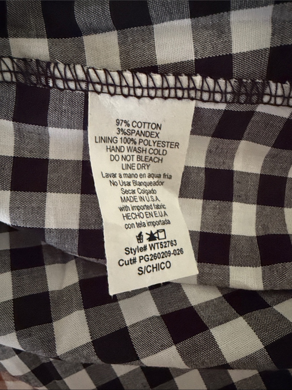 GeeGee black and white gingham bow top small - Picture 6 of 11